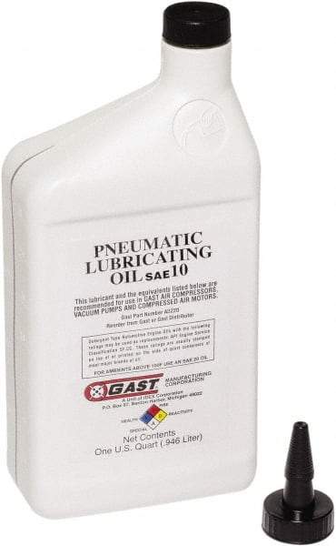 Gast - 1 Qt Air Compressor Lubricating Oil - Use with Gast Lubricated Vacuum Pumps, Air Compressors and Air Motors - Benchmark Tooling