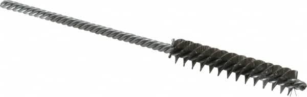 Made in USA - 5/16" Diam Helical Stainless Steel Tube Brush - Double Spiral, 0.005" Filament Diam, 1-1/2" Brush Length, 4" OAL, 1/8" Diam Galvanized Steel Shank - Benchmark Tooling