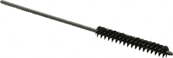 Made in USA - 1/4" Diam Helical Steel Tube Brush - Double Spiral, 0.005" Filament Diam, 1-1/2" Brush Length, 4" OAL, 0.091" Diam Stainless Steel Shank - Benchmark Tooling