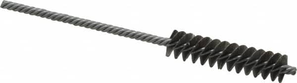 Made in USA - 3/8" Diam Helical Steel Tube Brush - Double Spiral, 0.005" Filament Diam, 1-1/2" Brush Length, 4" OAL, 1/8" Diam Galvanized Steel Shank - Benchmark Tooling