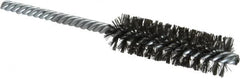Made in USA - 3/4" Diam Helical Steel Tube Brush - Double Spiral, 0.006" Filament Diam, 2-1/2" Brush Length, 5-1/2" OAL, 0.237" Diam Galvanized Steel Shank - Benchmark Tooling