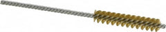 Made in USA - 5/16" Diam Helical Brass Tube Brush - Double Spiral, 0.005" Filament Diam, 1-1/2" Brush Length, 4" OAL, 1/8" Diam Galvanized Steel Shank - Benchmark Tooling
