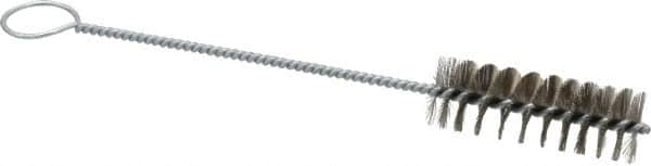 PRO-SOURCE - 3" Long x 1" Diam Stainless Steel Twisted Wire Bristle Brush - Single Spiral, 10" OAL, 0.008" Wire Diam, 0.16" Shank Diam - Benchmark Tooling