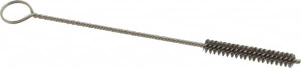 Made in USA - 1-1/2" Long x 1/4" Diam Stainless Steel Twisted Wire Bristle Brush - Double Spiral, 5-1/2" OAL, 0.003" Wire Diam, 0.062" Shank Diam - Benchmark Tooling