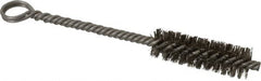 Made in USA - 2" Long x 5/8" Diam Stainless Steel Twisted Wire Bristle Brush - Double Spiral, 5-1/2" OAL, 0.008" Wire Diam, 0.142" Shank Diam - Benchmark Tooling