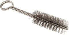 Made in USA - 2-1/2" Long x 7/8" Diam Stainless Steel Twisted Wire Bristle Brush - Double Spiral, 5-1/2" OAL, 0.01" Wire Diam, 0.162" Shank Diam - Benchmark Tooling