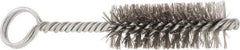 Made in USA - 2-1/2" Long x 7/8" Diam Stainless Steel Twisted Wire Bristle Brush - Double Spiral, 5-1/2" OAL, 0.01" Wire Diam, 0.235" Shank Diam - Benchmark Tooling