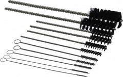 PRO-SOURCE - 11 Piece Nylon Hand Tube Brush Set - 3/4" to 1-1/2" Brush Length, 4" OAL, 0.034" Shank Diam, Includes Brush Diams 1/4", 5/16", 3/8", 1/2" & 3/4" - Benchmark Tooling