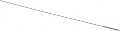 Made in USA - 0.05" Diam Helical Stainless Steel Tube Brush - Single Spiral, 0.003" Filament Diam, 1/2" Brush Length, 4" OAL, 0.024" Diam Stainless Steel Shank - Benchmark Tooling