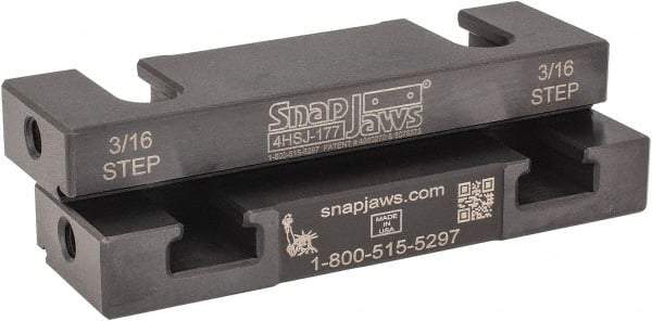 Snap Jaws - 4" Wide x 1.155" High x 0.55" Thick, Step Vise Jaw - Hard, Steel, Fixed Jaw, Compatible with 4" Vises - Benchmark Tooling