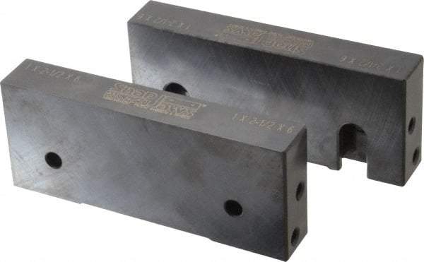 Snap Jaws - 6" Wide x 2-1/2" High x 1" Thick, Flat/No Step Vise Jaw - Soft, Steel, Fixed Jaw, Compatible with 6" Vises - Benchmark Tooling