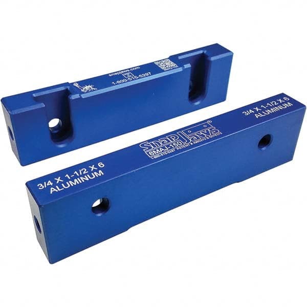 Snap Jaws - 6" Wide x 1-1/2" High x 3/4" Thick, Flat/No Step Vise Jaw - Benchmark Tooling