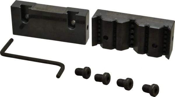 Snap Jaws - 4" Wide x 1-3/4" High x 1" Thick, V-Groove Vise Jaw - Steel, Fixed Jaw, Compatible with 4" Vises - Benchmark Tooling