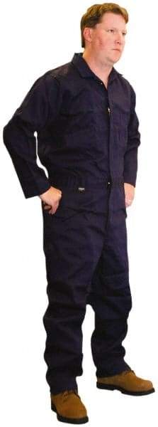 Stanco Safety Products - Size M, Navy Blue, Zipper, Flame Resistant/Retardant Coverall - 38 to 40" Chest, Nomex, 7 Pockets, Elastic Waistband, Full Action Back, 2-Way Concealed Zipper - Benchmark Tooling