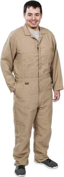 Stanco Safety Products - Size XL, Khaki, Zipper, Flame Resistant/Retardant Coverall - 46 to 48" Chest, Nomex, 7 Pockets, Elastic Waistband, Full Action Back, 2-Way Concealed Zipper - Benchmark Tooling