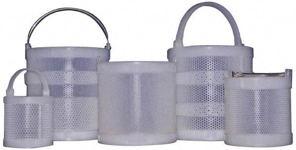 Made in USA - Round Polypropylene Dipping Basket - 3/16" Perforation, 6" Wide - Benchmark Tooling