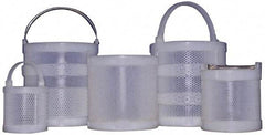 Made in USA - Round Polypropylene Dipping Basket - 3/16" Perforation, 8" Wide - Benchmark Tooling