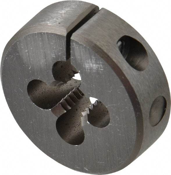 Irwin Hanson - 3/8-16 UNC Thread, 1-1/2" Outside Diam Carbon Steel Round Die - 1/2" Thick, Right Hand Thread, Adjustable - Exact Industrial Supply