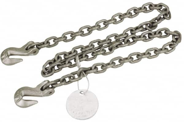 Pewag - 5' Long x 10" Wide, 4,300 Lb Basket Capacity, 4,300 Lb Vertical Capacity, Alloy Steel Web Sling - SGG Chain Sling, 9/32" Diam Chain, Self-Colored, with 2 Grab Hooks - Benchmark Tooling