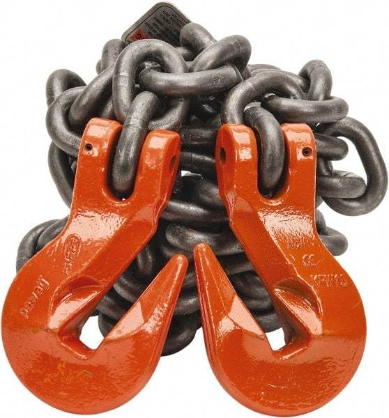 Pewag - 10' Long x 10" Wide, 15,000 Lb Basket Capacity, 15,000 Lb Vertical Capacity, Alloy Steel Web Sling - SGG Chain Sling, 1/2" Diam Chain, Self-Colored, with 2 Grab Hooks - Benchmark Tooling