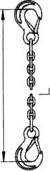 Pewag - 5' Long, 1,100 Lb Basket Capacity, 1,100 Lb Vertical Capacity, Stainless Steel Web Sling - SSS Chain Sling, 7/32" Diam Chain, Bright Polish, with 2 Sling Hooks - Benchmark Tooling