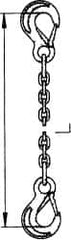 Pewag - 5' Long, 1,100 Lb Basket Capacity, 1,100 Lb Vertical Capacity, Stainless Steel Web Sling - SSS Chain Sling, 7/32" Diam Chain, Bright Polish, with 2 Sling Hooks - Benchmark Tooling