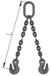 Pewag - 5' Long, 20,800 Lb Basket Capacity, 20,800 Lb Vertical Capacity, Alloy Steel Web Sling - DOG Chain Sling, 1/2" Diam Chain, Silver (Color), with 2 Grab Hooks & Master Link - Benchmark Tooling