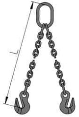 Pewag - 10' Long, 6,100 Lb Basket Capacity, 6,100 Lb Vertical Capacity, Alloy Steel Web Sling - DOG Chain Sling, 9/32" Diam Chain, Silver (Color), with 2 Grab Hooks & Master Link - Benchmark Tooling