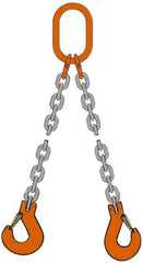 Pewag - 10' Long x 10" Wide, 4,700 Lb Basket Capacity, 4,700 Lb Vertical Capacity, Alloy Steel Web Sling - DOS Chain Sling, 7/32" Diam Chain, Self-Colored, with 2 Sling Hooks & Master Link - Benchmark Tooling