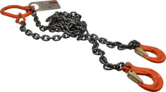 Pewag - 5' Long x 10" Wide, 4,700 Lb Basket Capacity, 4,700 Lb Vertical Capacity, Alloy Steel Web Sling - DOS Chain Sling, 7/32" Diam Chain, Self-Colored, with 2 Sling Hooks & Master Link - Benchmark Tooling