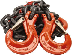 Pewag - 5' Long x 10" Wide, 26,000 Lb Basket Capacity, 26,000 Lb Vertical Capacity, Alloy Steel Web Sling - DOS Chain Sling, 1/2" Diam Chain, Self-Colored, with 2 Sling Hooks & Master Link - Benchmark Tooling