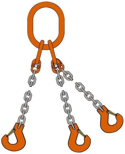 Pewag - 5' Long x 10" Wide, 22,800 Lb Basket Capacity, 22,800 Lb Vertical Capacity, Alloy Steel Web Sling - TOG Chain Sling, 3/8" Diam Chain, Self-Colored, with 3 Grab Hooks & Master Link - Benchmark Tooling