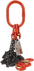 Pewag - 5' Long x 10" Wide, 7,000 Lb Basket Capacity, 7,000 Lb Vertical Capacity, Alloy Steel Web Sling - TOS Chain Sling, 7/32" Diam Chain, Self-Colored, with 3 Sling Hooks & Master Link - Benchmark Tooling