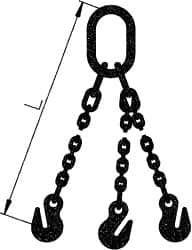 Pewag - 10' Long x 10" Wide, 39,000 Lb Basket Capacity, 39,000 Lb Vertical Capacity, Alloy Steel Web Sling - TOG Chain Sling, 1/2" Diam Chain, Self-Colored, with 3 Grab Hooks & Master Link - Benchmark Tooling