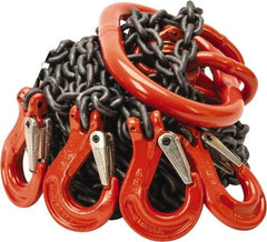 Pewag - 10' Long x 10" Wide, 7,000 Lb Basket Capacity, 7,000 Lb Vertical Capacity, Alloy Steel Web Sling - QOS Chain Sling, 7/32" Diam Chain, Self-Colored, with 4 Sling Hooks & Master Link - Benchmark Tooling