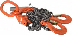 Pewag - 5' Long x 10" Wide, 7,500 Lb Basket Capacity, 7,500 Lb Vertical Capacity, Alloy Steel Web Sling - DOS Chain Sling, 9/32" Diam Chain, Self-Colored, with 2 Sling Hooks, Master Link & 2 Shortening Hooks - Benchmark Tooling