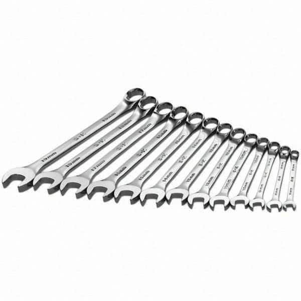 SK - 13 Piece, Combination Wrench Set - Metric System of Measurement, Chrome Finish - Benchmark Tooling