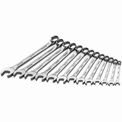 SK - 13 Piece, Combination Wrench Set - Metric System of Measurement, Chrome Finish - Benchmark Tooling