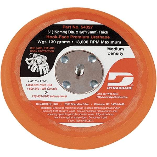 Dynabrade - 6" Diam Hook & Loop Disc Backing Pad - Medium Density, 13,000 RPM - Benchmark Tooling