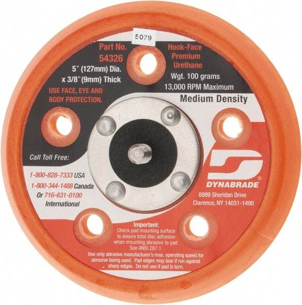 Dynabrade - 5" Diam Hook & Loop Disc Backing Pad - Medium Density, 13,000 RPM - Benchmark Tooling