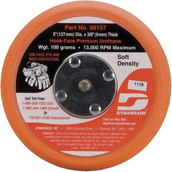 Dynabrade - 5" Diam Hook & Loop Disc Backing Pad - Soft Density, 13,000 RPM - Benchmark Tooling