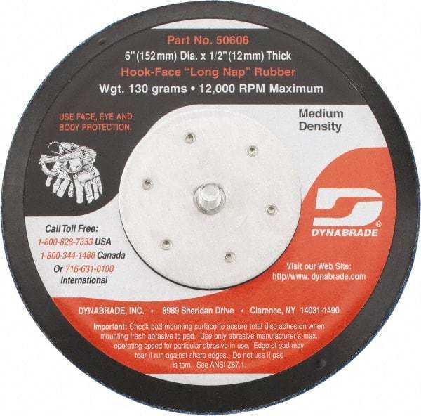 Dynabrade - 6" Diam Hook & Loop Disc Backing Pad - Medium Density, 13,000 RPM - Benchmark Tooling