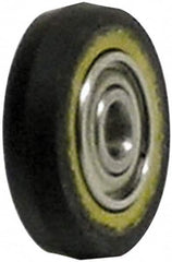 Dynabrade - 1" Diam x 3/8" Wide Contact Wheel - 1/8" Arbor Hole, V Shape, 90 Duro Urethane Face - Benchmark Tooling