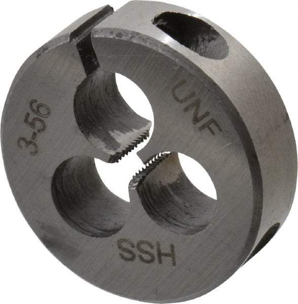 Interstate - #3-56 UNF Thread, 13/16" Outside Diam High Speed Steel Round Die - Right Hand Thread, Adjustable - Exact Industrial Supply