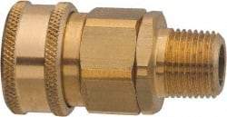 Parker - 1 Thread Brass Hydraulic Hose MPT Fitting - 1,750 psi - Benchmark Tooling