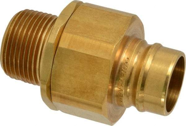 Parker - 1 Thread Brass Hydraulic Hose MPT Fitting - 1,750 psi - Benchmark Tooling