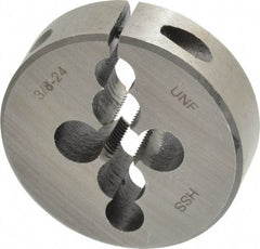 Interstate - 3/8-24 UNF Thread, 2" Outside Diam High Speed Steel Round Die - Right Hand Thread, Adjustable - Exact Industrial Supply