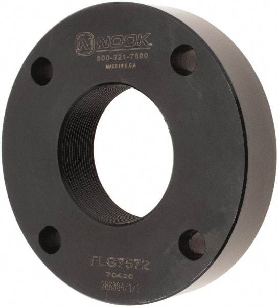 Nook Industries - 4.2" Flange OD x 0.83" Thickness Precision Acme Mounting Flange - For 1-1/4 & 1-1/2" Bars, 4 Mounting Holes, Steel - Benchmark Tooling