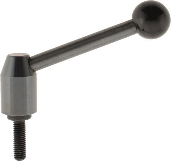 J.W. Winco - 1/2-13, Steel Threaded Stud Adjustable Clamping Handle - 4.88" OAL, 2.17" High - Benchmark Tooling