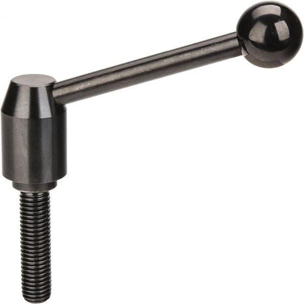 J.W. Winco - 5/8-11, Steel Threaded Stud Adjustable Clamping Handle - 4.88" OAL, 2.17" High - Benchmark Tooling